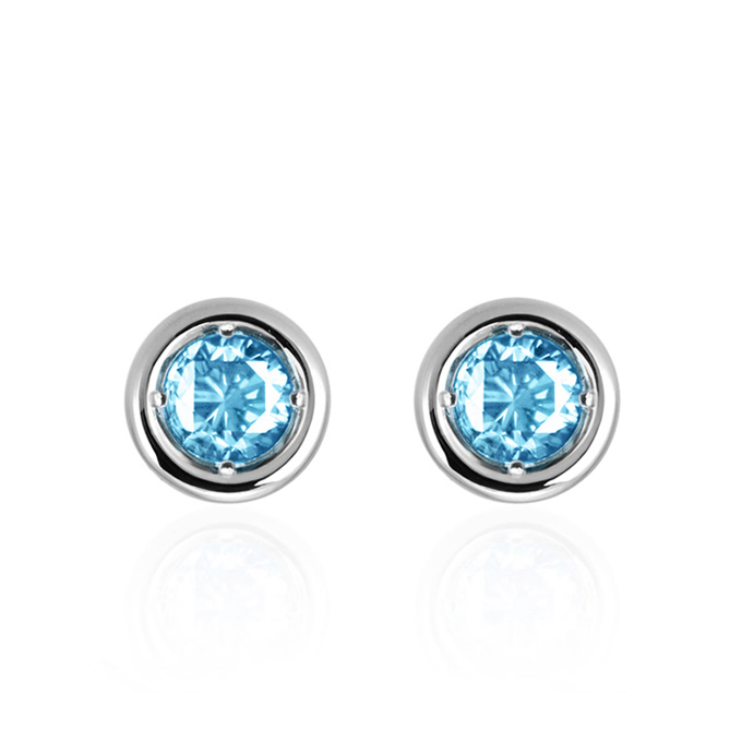 헤미스피어 귀걸이 14k 화이트골드 blue topaz 0.1ct