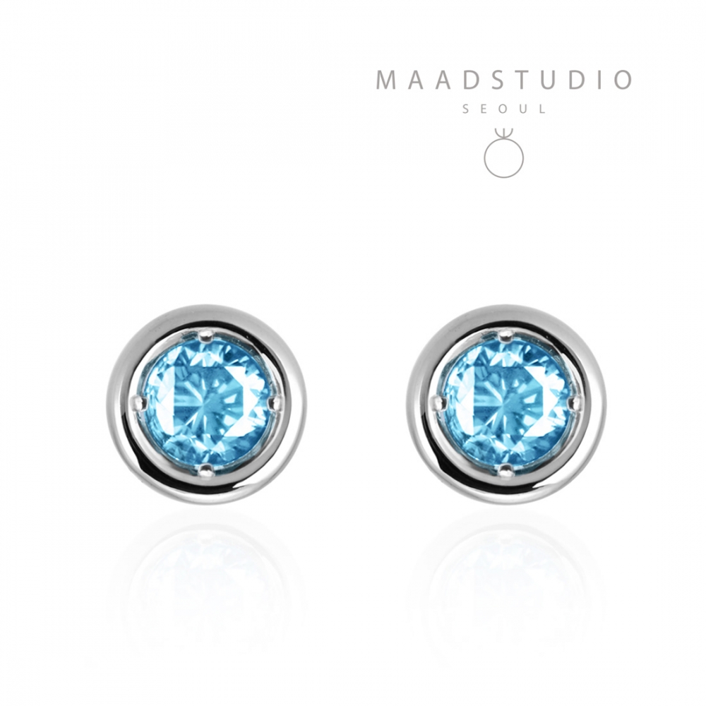 Hemisphere earring 14k White gold blue topaz 0.1ct