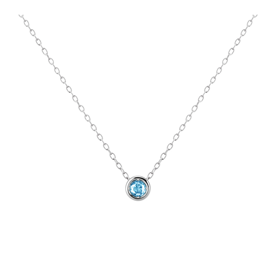 Hemisphere pendant 14k White gold blue topaz 0.1ct