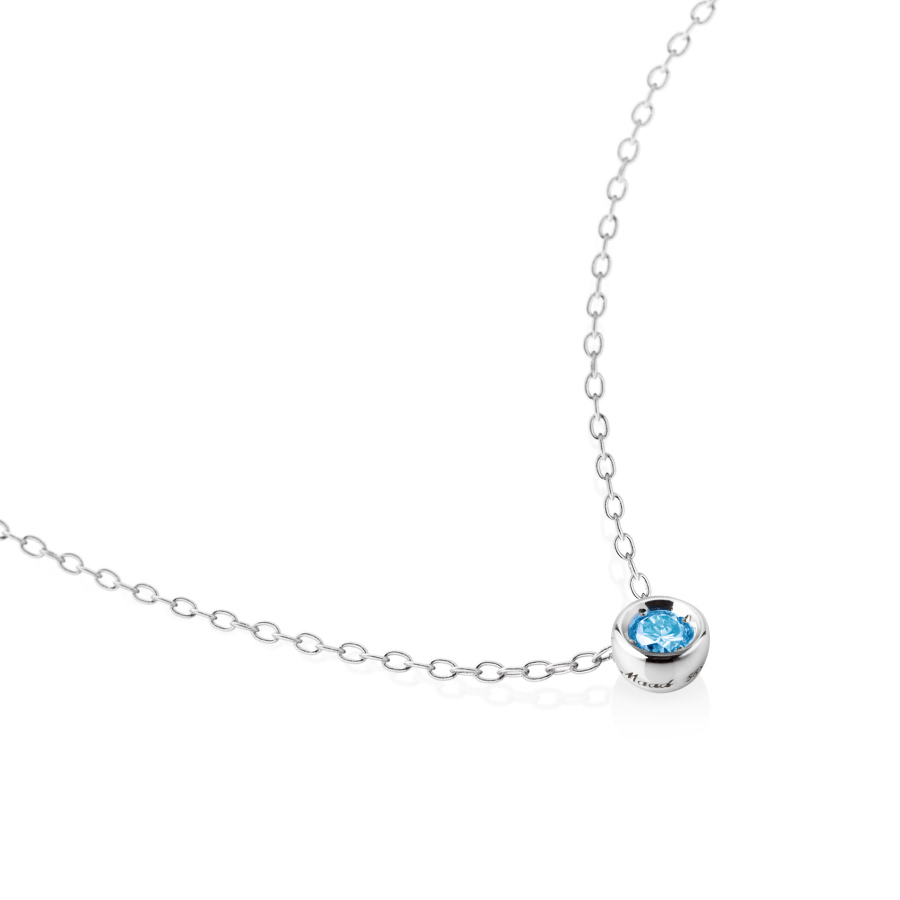 헤미스피어 목걸이 14k 화이트골드 blue topaz 0.1ct