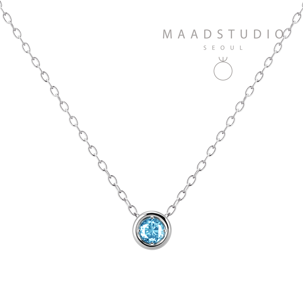 Hemisphere pendant 14k White gold blue topaz 0.1ct