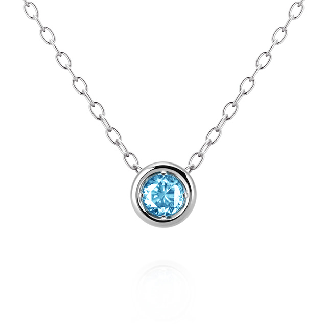 헤미스피어 목걸이 14k 화이트골드 blue topaz 0.1ct