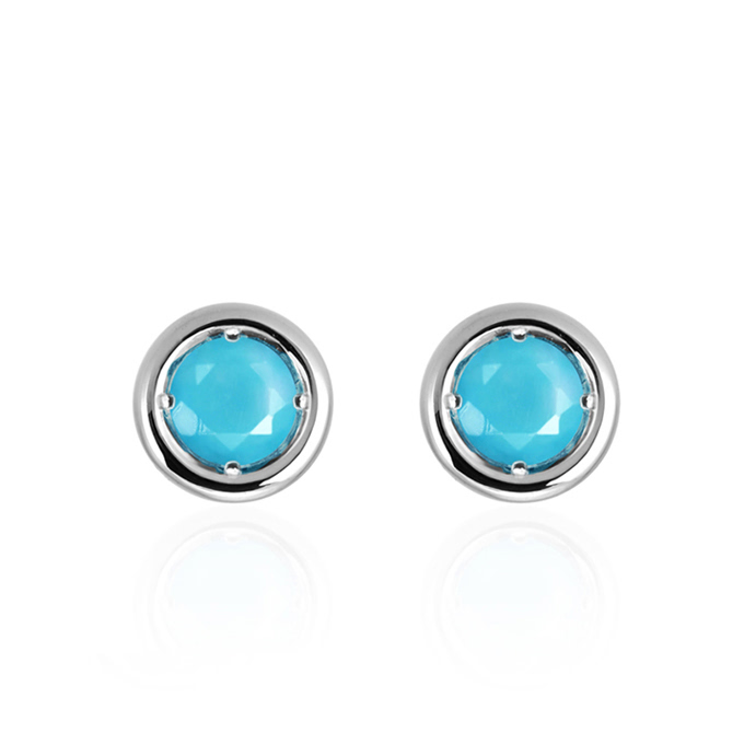 헤미스피어 귀걸이 14k 화이트골드 turquoise 0.1ct