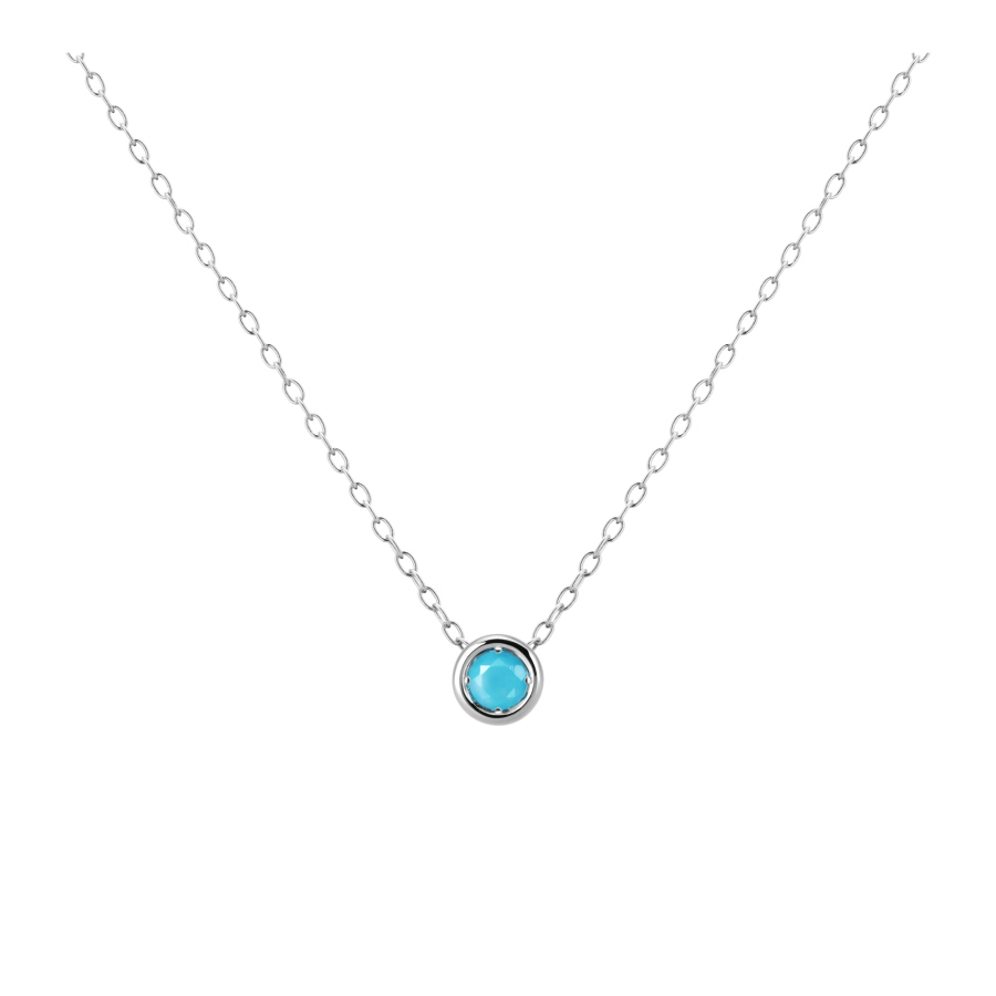 Hemisphere pendant 14k White gold turquoise 0.1ct