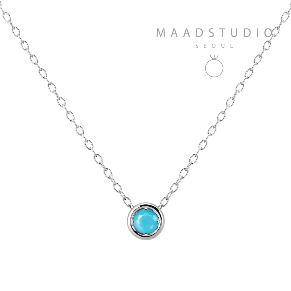 Hemisphere pendant 14k White gold turquoise 0.1ct