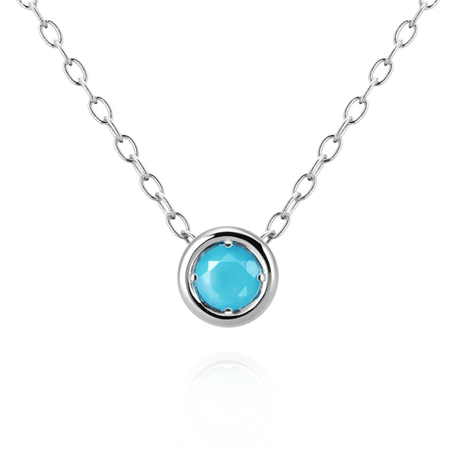 헤미스피어 목걸이 14k 화이트골드 turquoise 0.1ct
