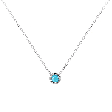 Hemisphere pendant 14k White gold turquoise 0.1ct