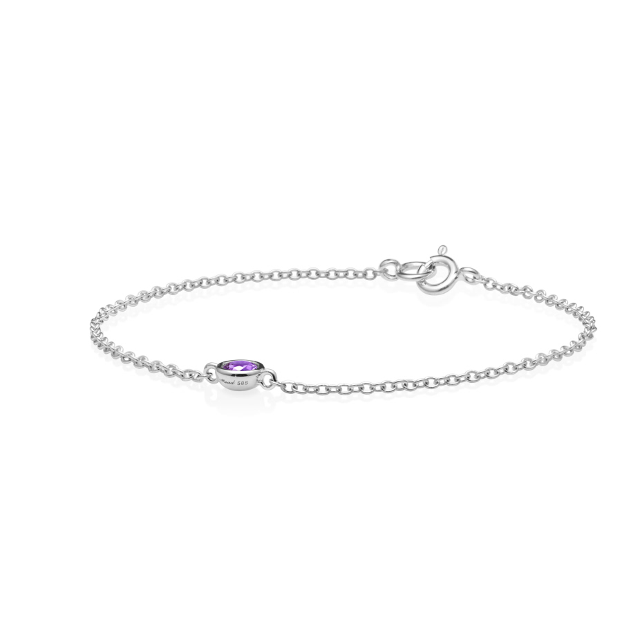 헤미스피어 팔찌 14k 화이트골드 amethyst 0.14ct