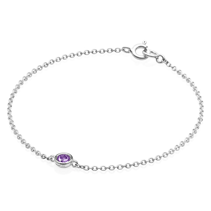 헤미스피어 팔찌 14k 화이트골드 amethyst 0.14ct