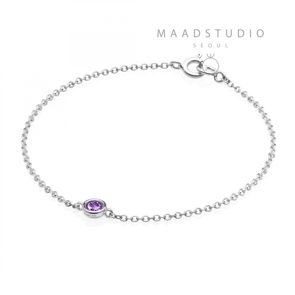 헤미스피어 팔찌 14k 화이트골드 amethyst 0.14ct