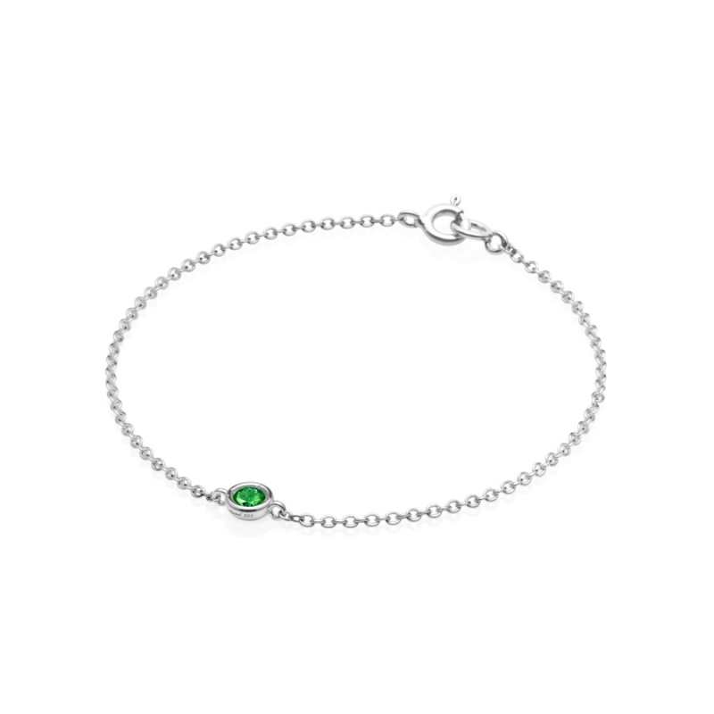 Hemisphere bracelet 14k White gold emerald 0.14ct