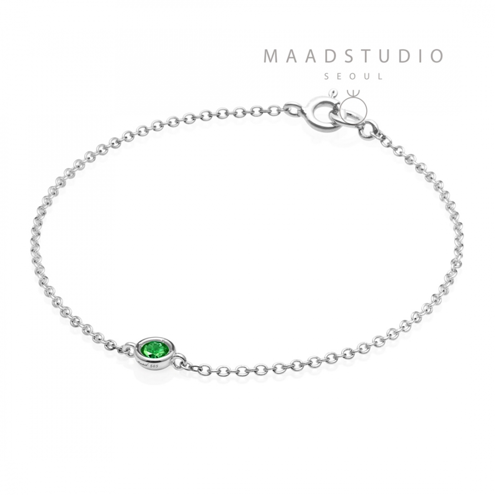 Hemisphere bracelet 14k White gold emerald 0.14ct