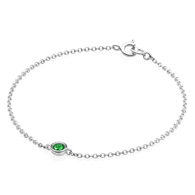 헤미스피어 팔찌 14k 화이트골드 emerald 0.14ct