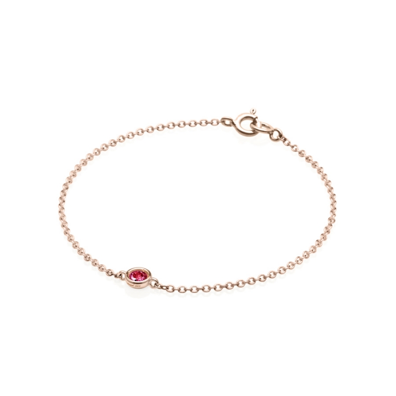 Hemisphere bracelet 14k Red gold ruby 0.14ct