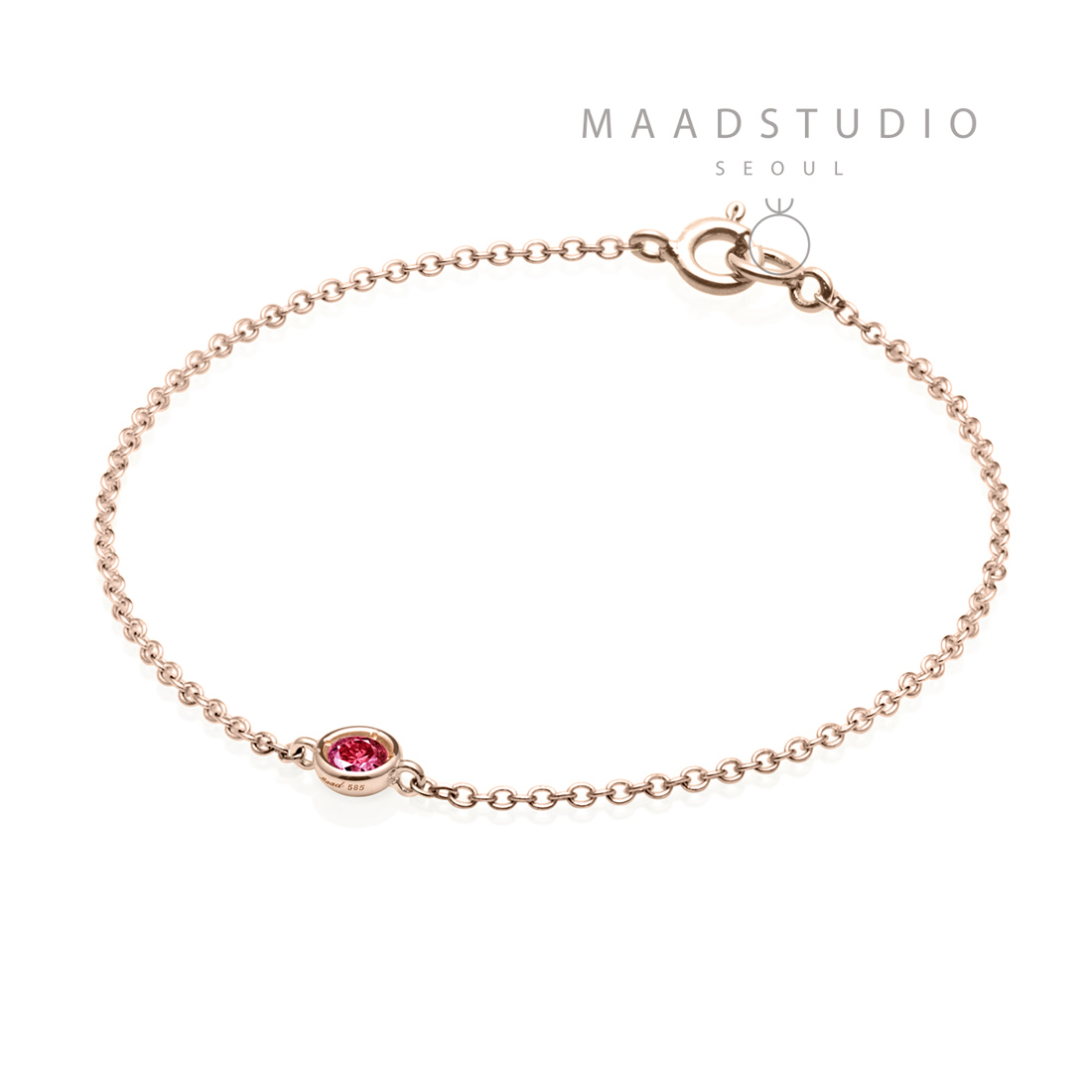 Hemisphere bracelet 14k Red gold ruby 0.14ct