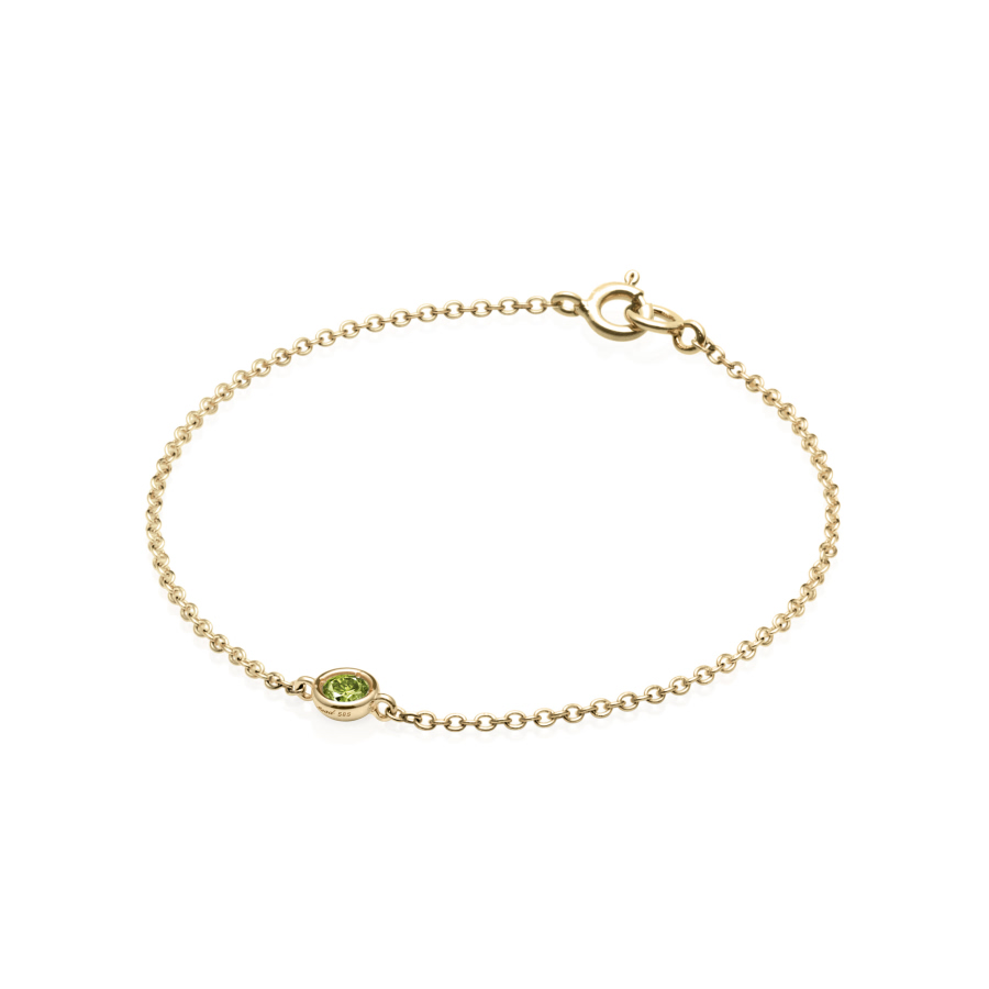 Hemisphere bracelet 14k gold peridot 0.14ct