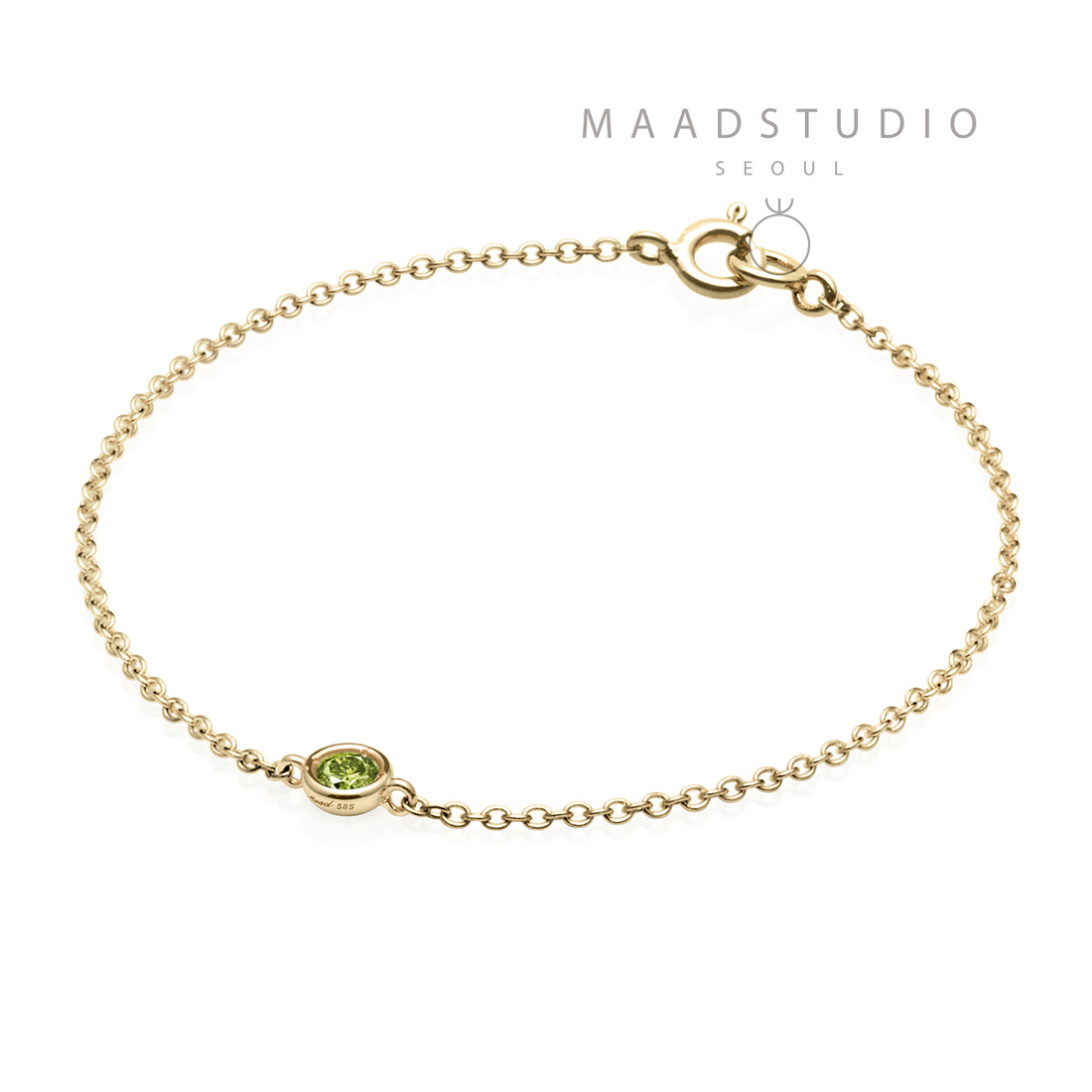 Hemisphere bracelet 14k gold peridot 0.14ct