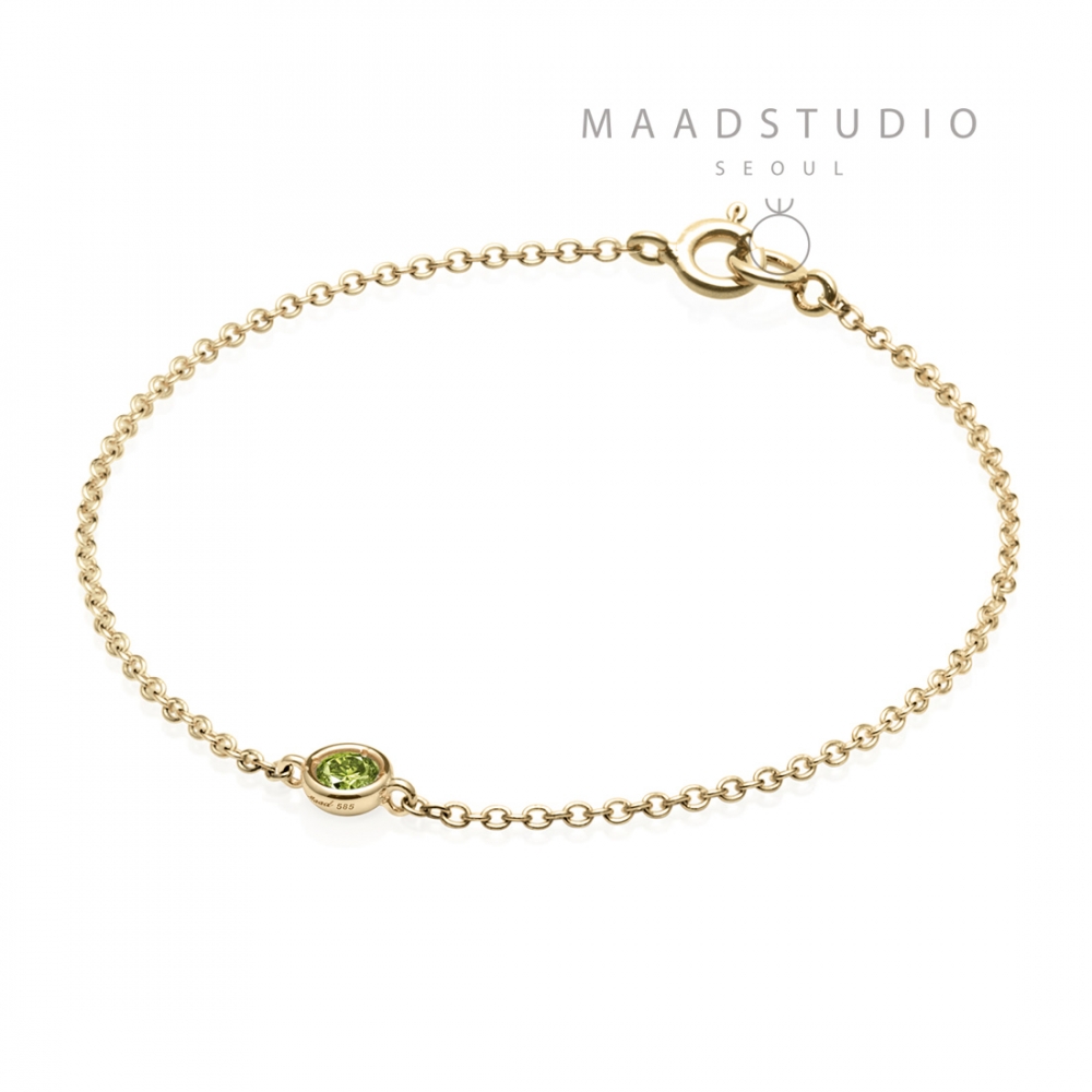 Hemisphere bracelet 14k gold peridot 0.14ct