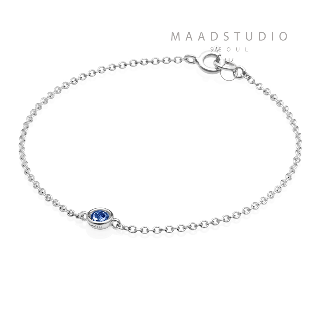 Hemisphere bracelet 14k White gold sapphire 0.14ct