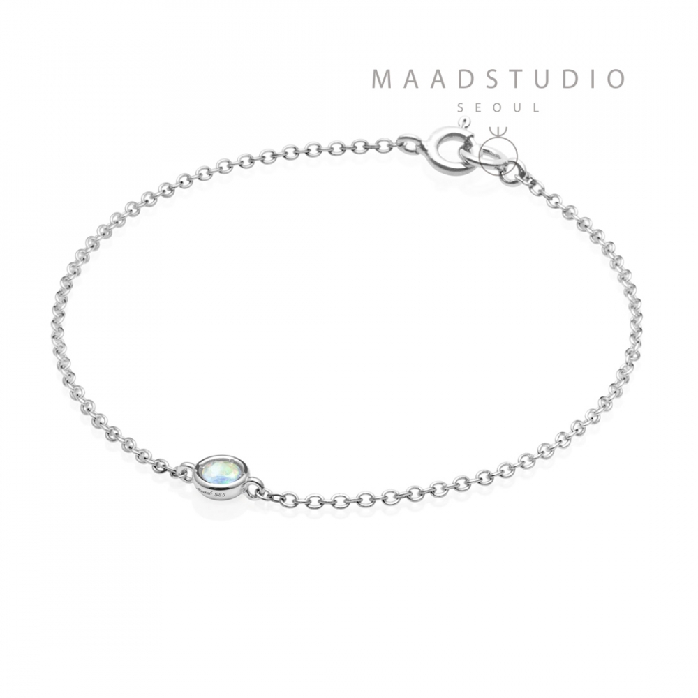 Hemisphere bracelet 14k White gold opal 0.14ct