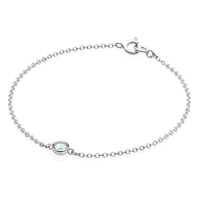 헤미스피어 팔찌 14k 화이트골드 opal 0.14ct