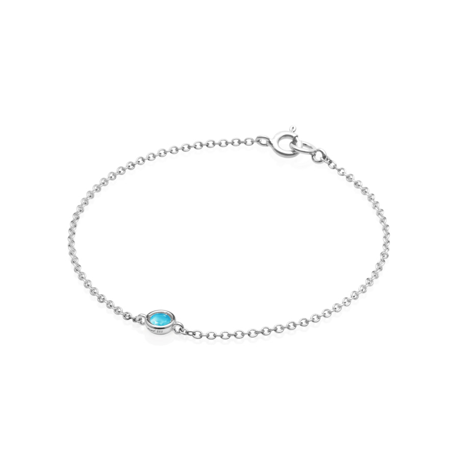 Hemisphere bracelet 14k White gold turquoise 0.14ct