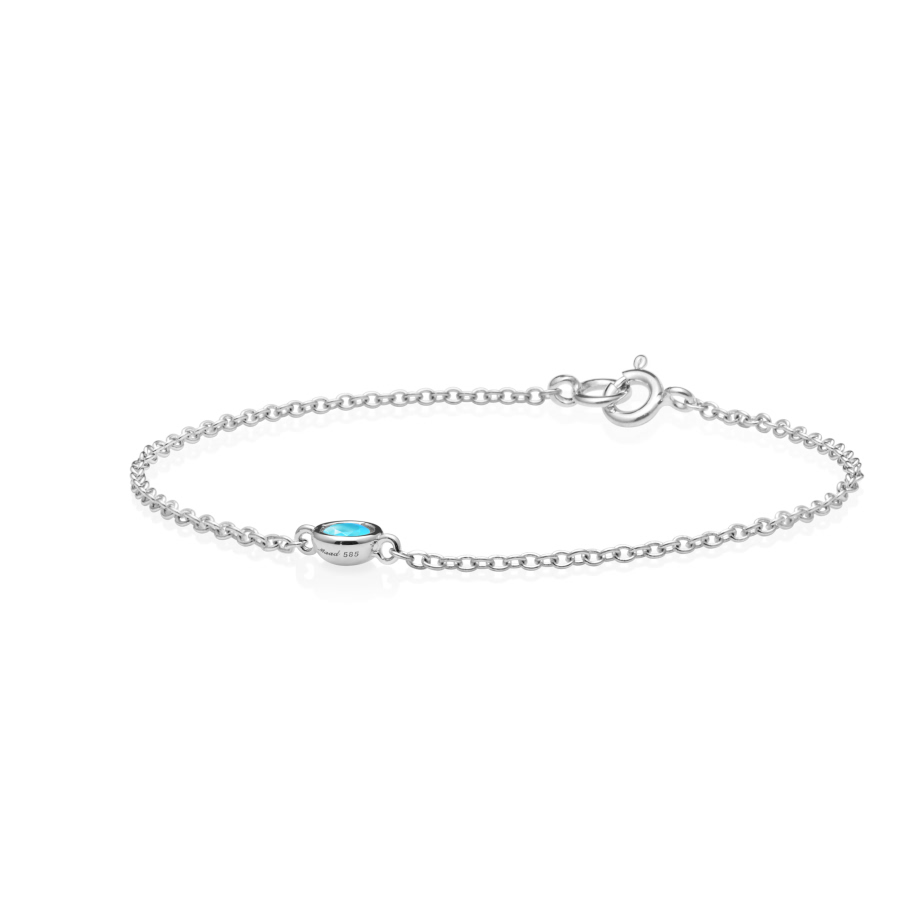 헤미스피어 팔찌 14k 화이트골드 turquoise 0.14ct