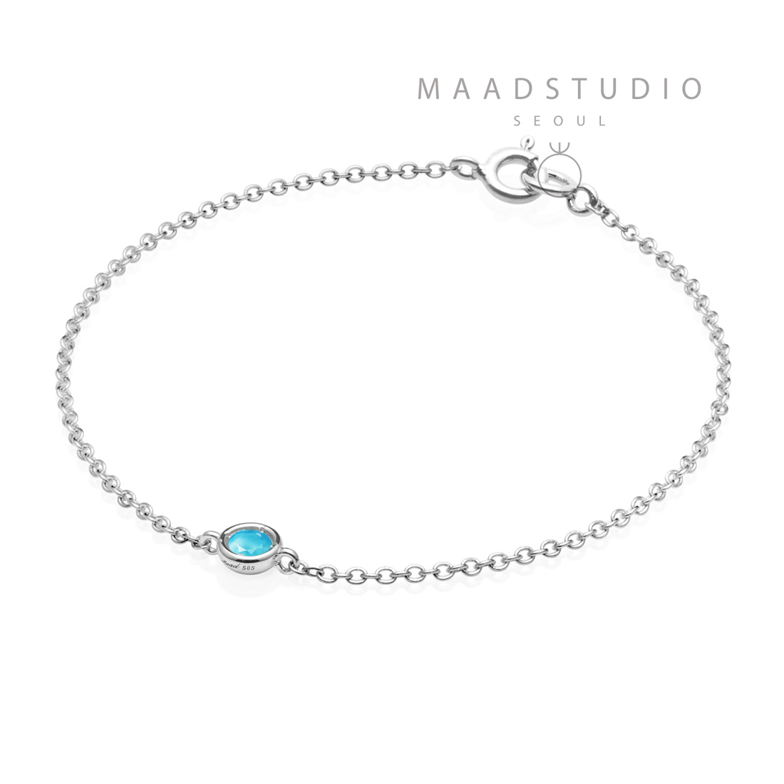 Hemisphere bracelet 14k White gold turquoise 0.14ct