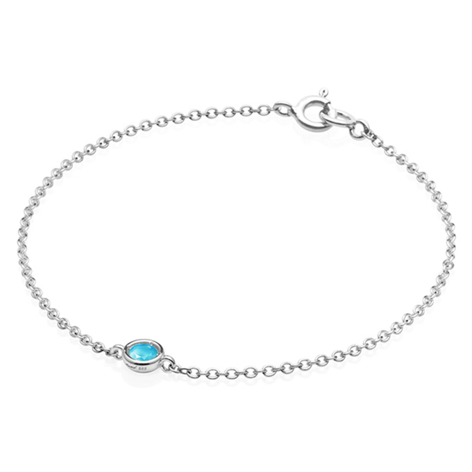 헤미스피어 팔찌 14k 화이트골드 turquoise 0.14ct