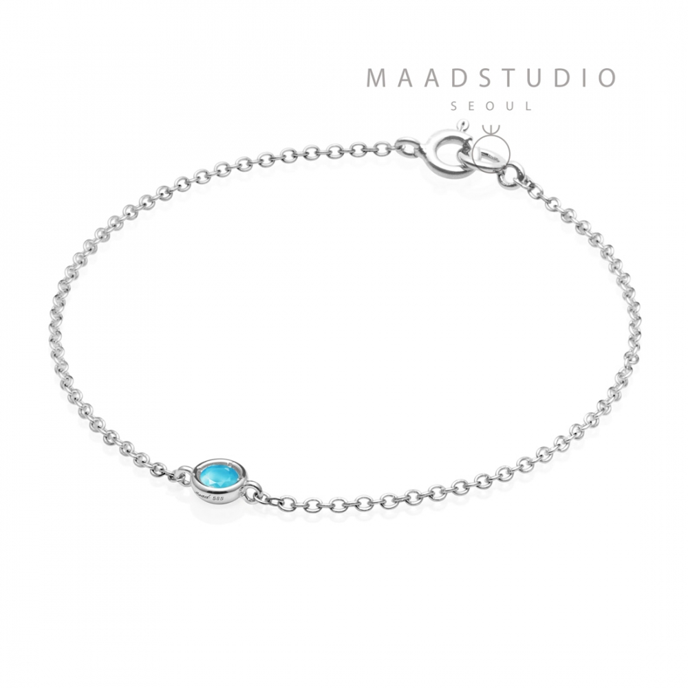 Hemisphere bracelet 14k White gold turquoise 0.14ct