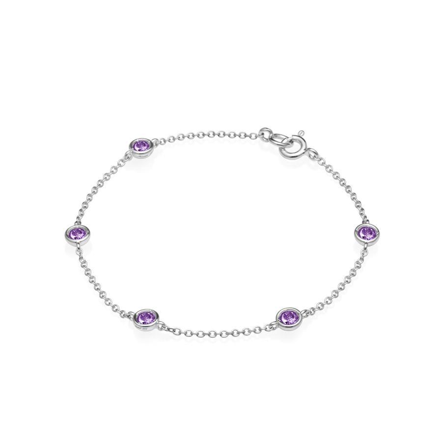 Hemisphere bracelet (5unit) 14k White gold amethyst 0.14ct