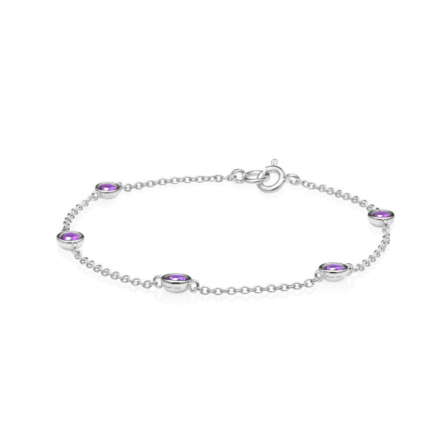 헤미스피어 팔찌 (5 unit) 14k 화이트골드 amethyst 0.14ct