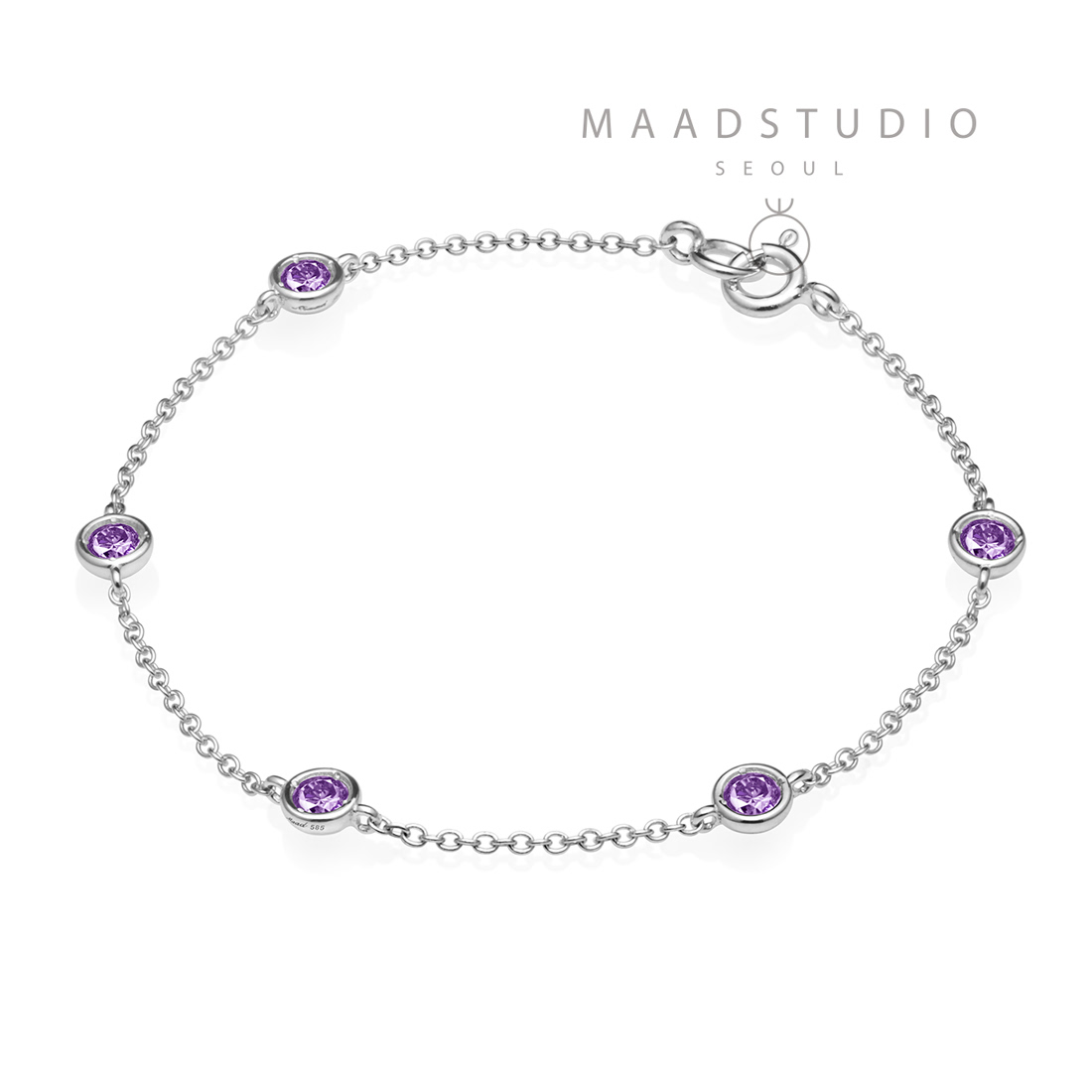 헤미스피어 팔찌 (5 unit) 14k 화이트골드 amethyst 0.14ct