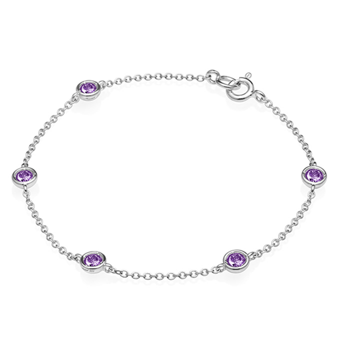 헤미스피어 팔찌 (5 unit) 14k 화이트골드 amethyst 0.14ct