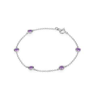 Hemisphere bracelet (5unit) 14k White gold amethyst 0.14ct