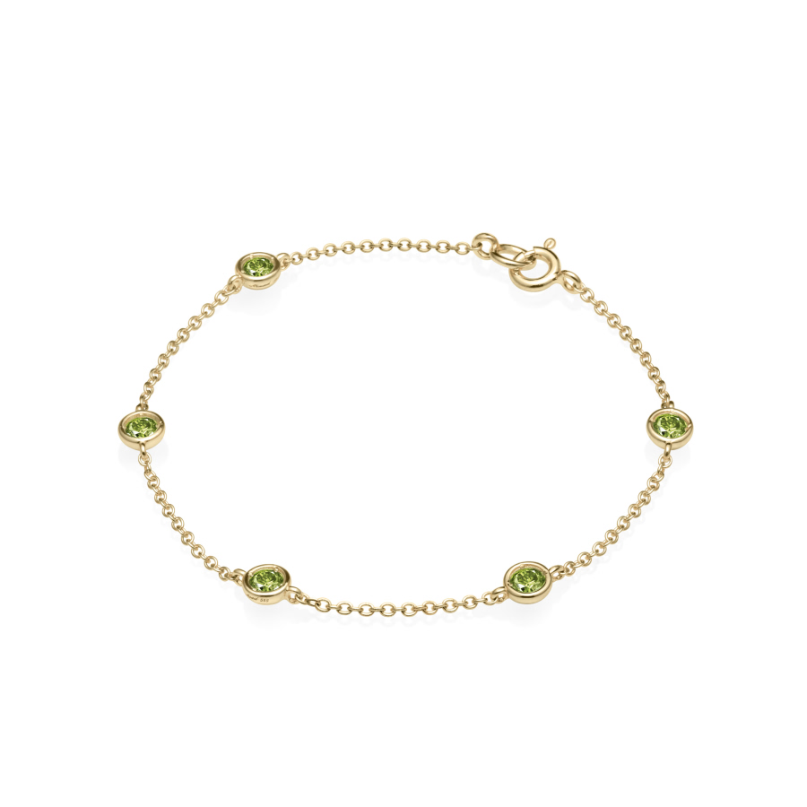 Hemisphere bracelet (5unit) 14k gold peridot 0.14ct