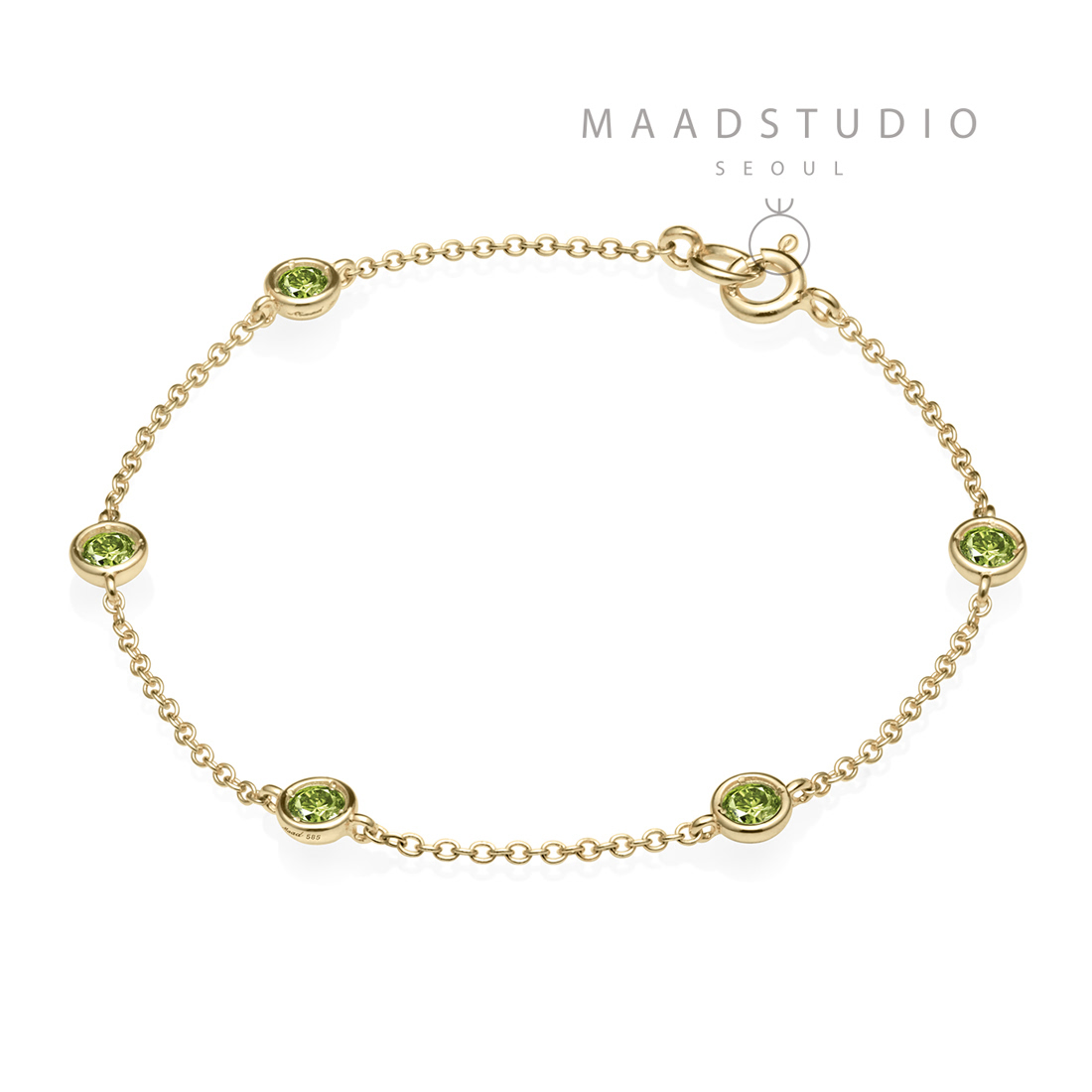 Hemisphere bracelet (5unit) 14k gold peridot 0.14ct