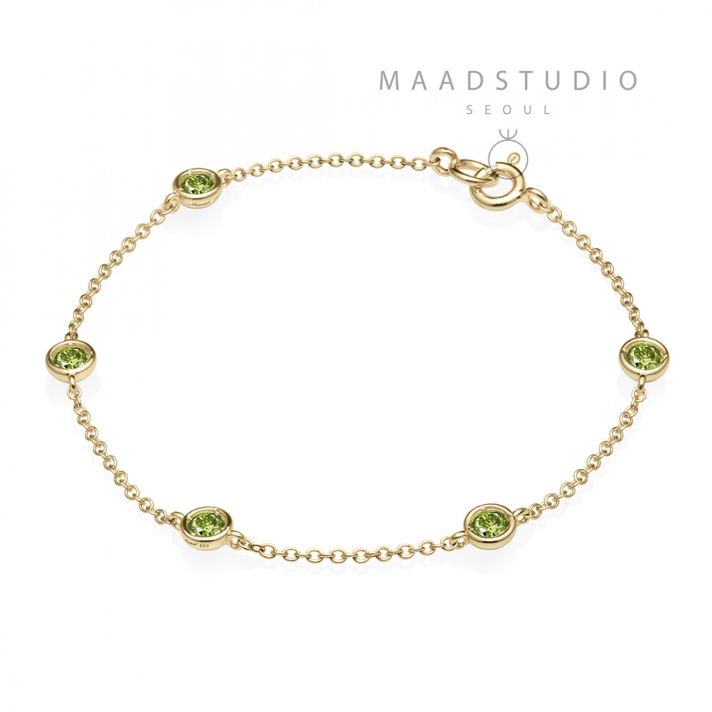 Hemisphere bracelet (5unit) 14k gold peridot 0.14ct