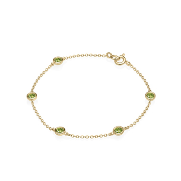 Hemisphere bracelet (5unit) 14k gold peridot 0.14ct