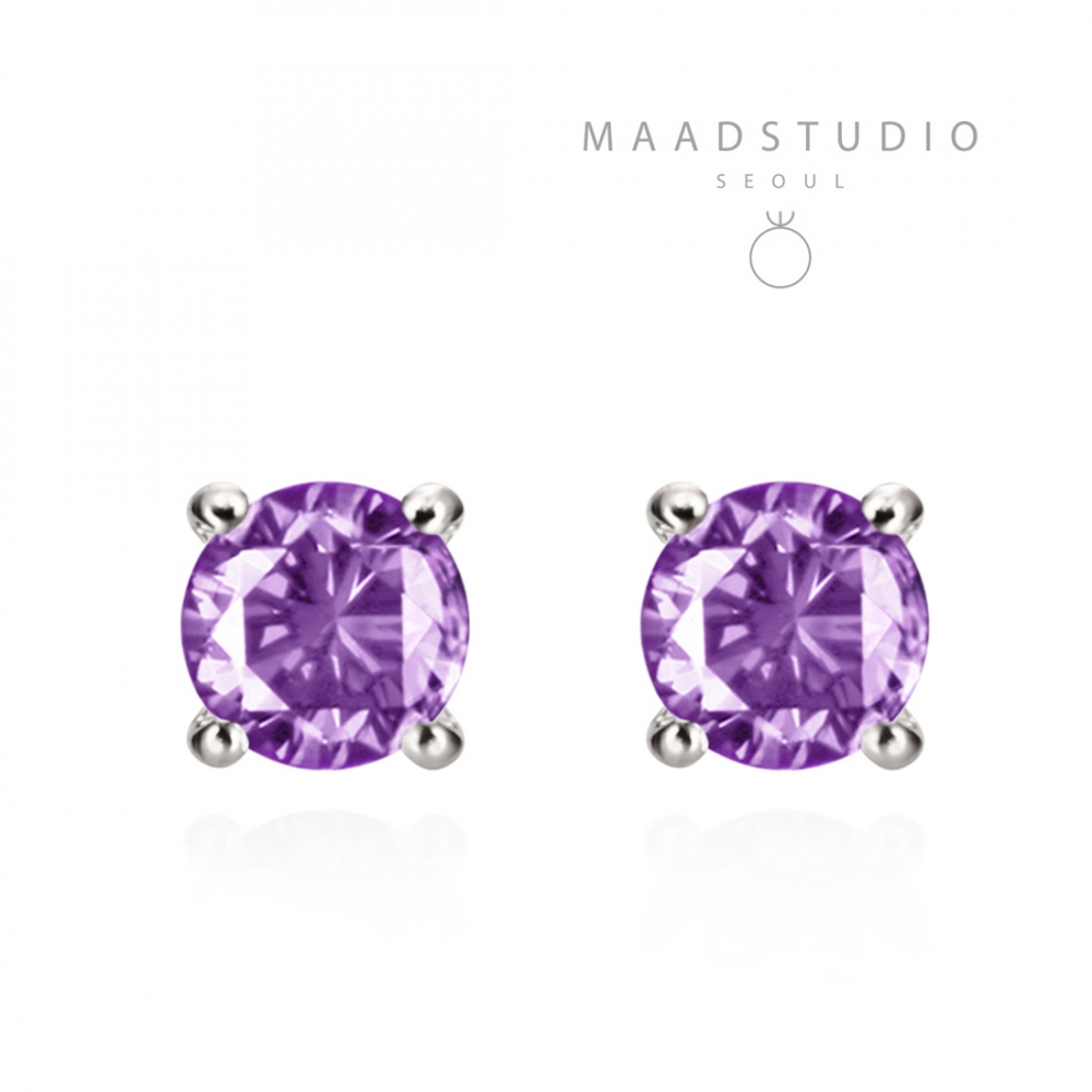 Birdcage II earring 14k White gold amethyst 0.1ct