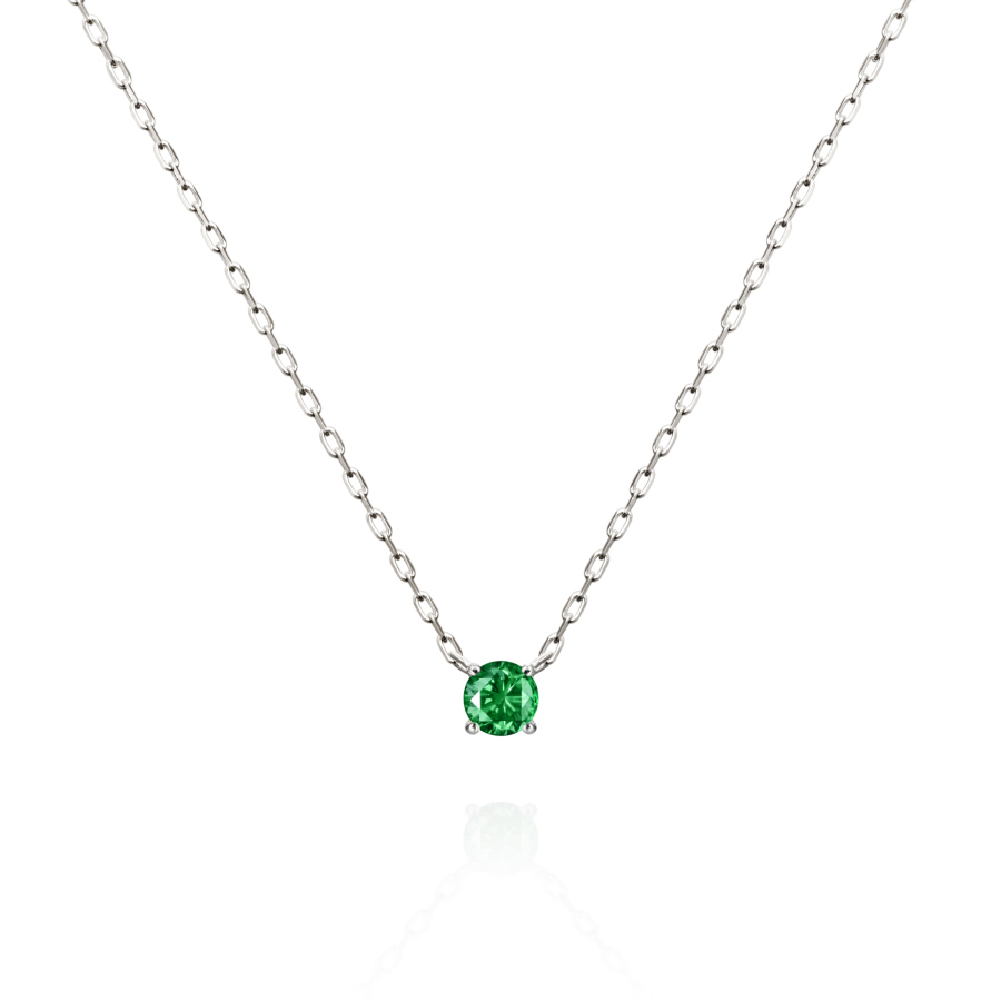 버드케이지II 목걸이 14k 화이트골드 emerald 0.1ct