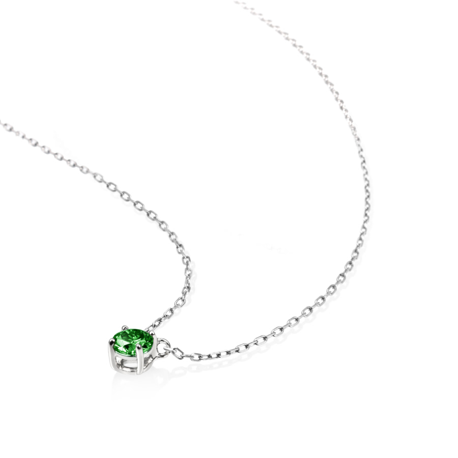 버드케이지II 목걸이 14k 화이트골드 emerald 0.1ct