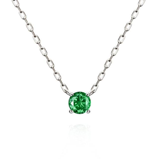 버드케이지II 목걸이 14k 화이트골드 emerald 0.1ct