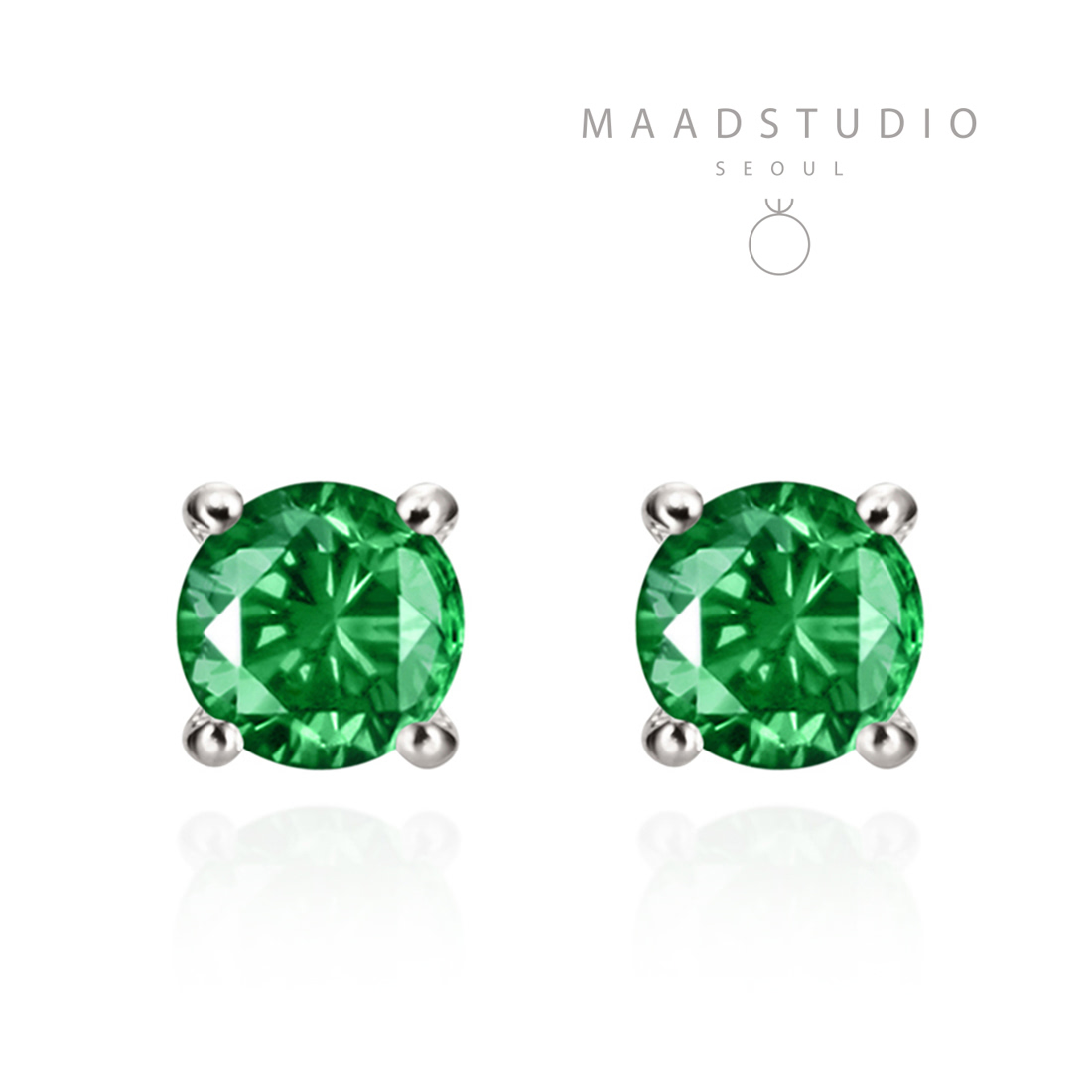 Birdcage II earring 14k White gold emerald 0.1ct