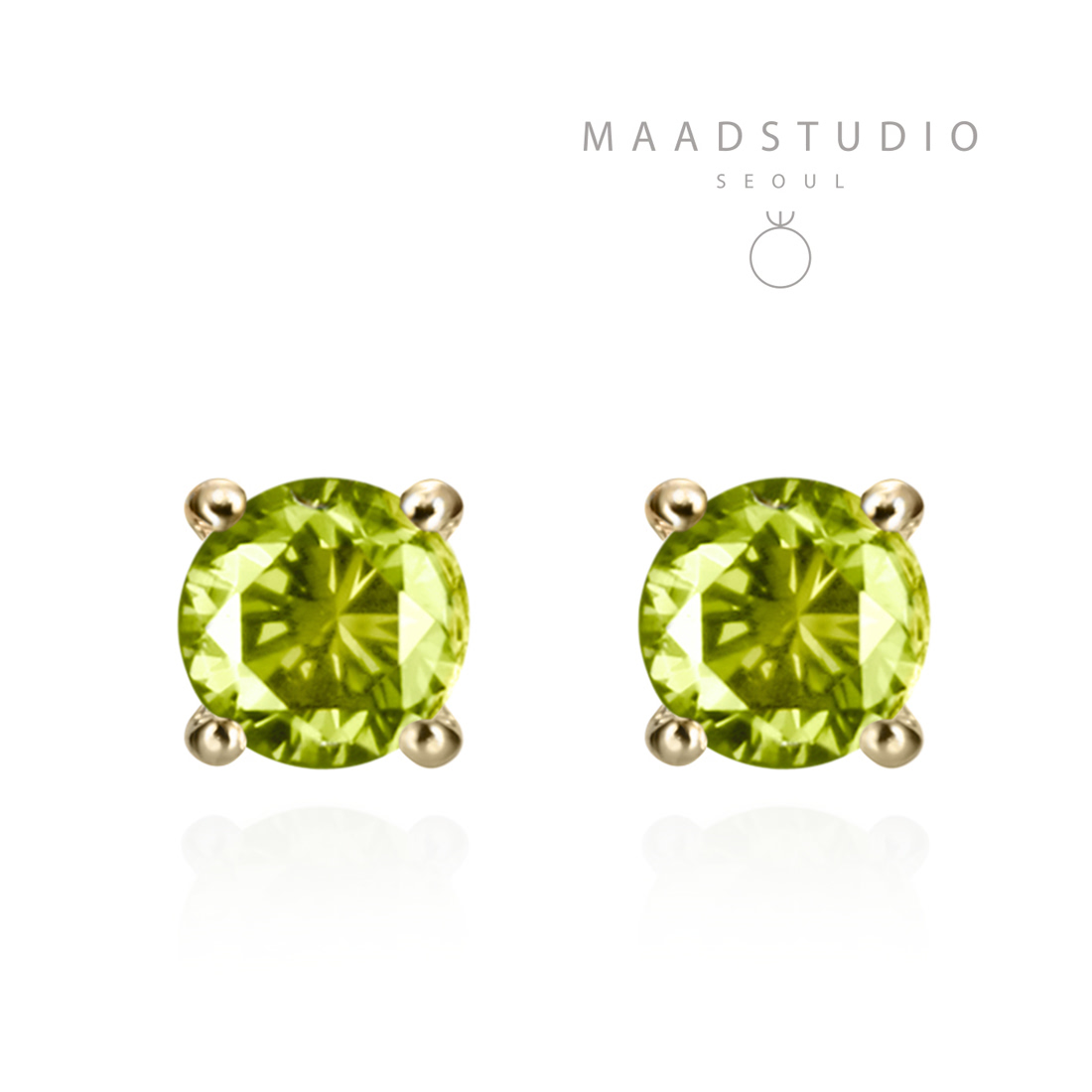 Birdcage II earring 14k gold peridot 0.1ct