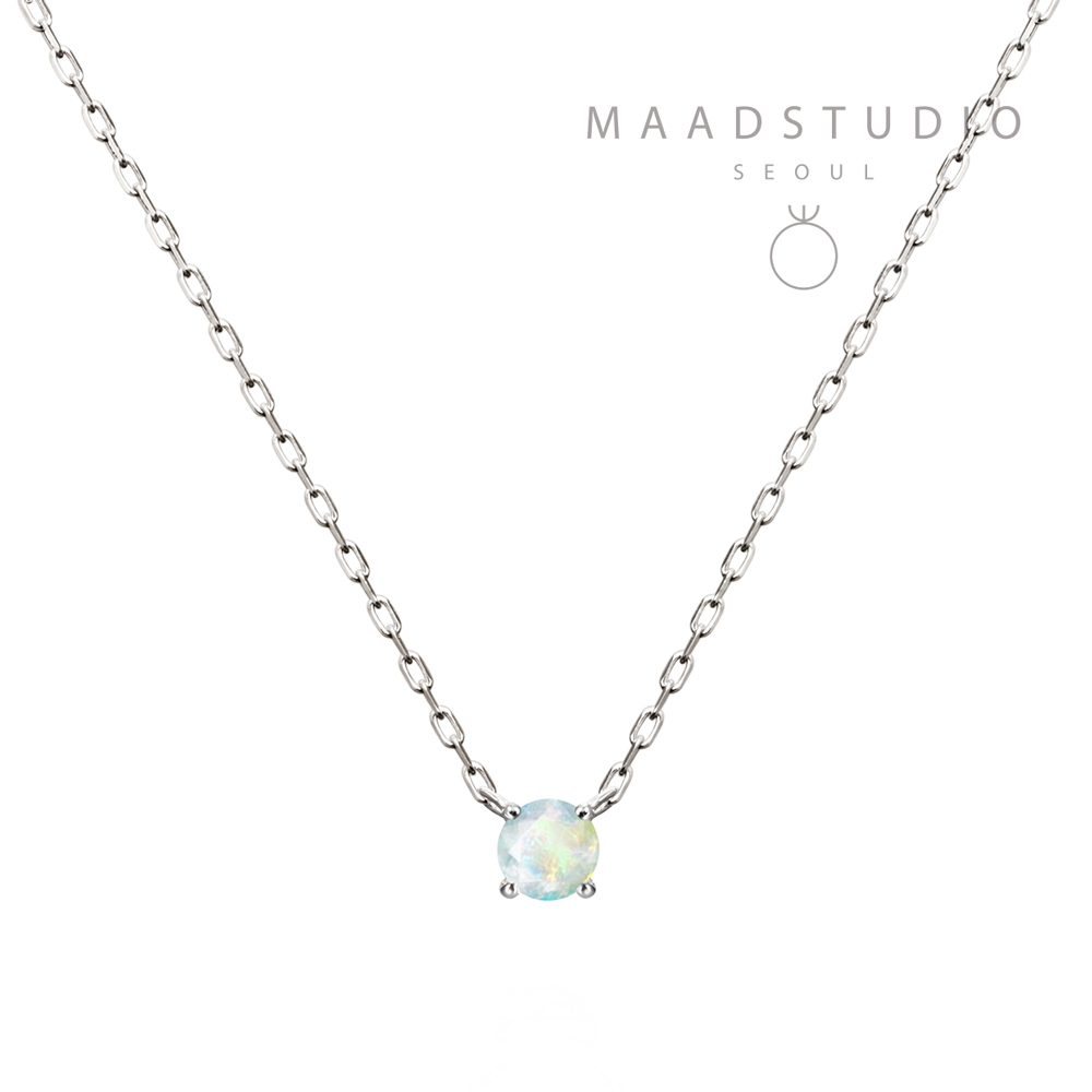 Birdcage II pendant 14k White gold opal 0.1ct