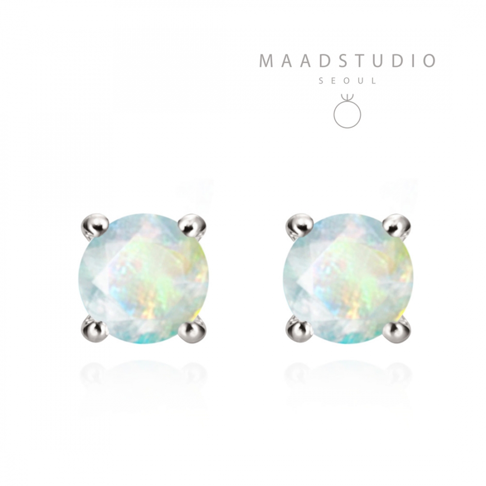 Birdcage II earring 14k White gold opal 0.1ct