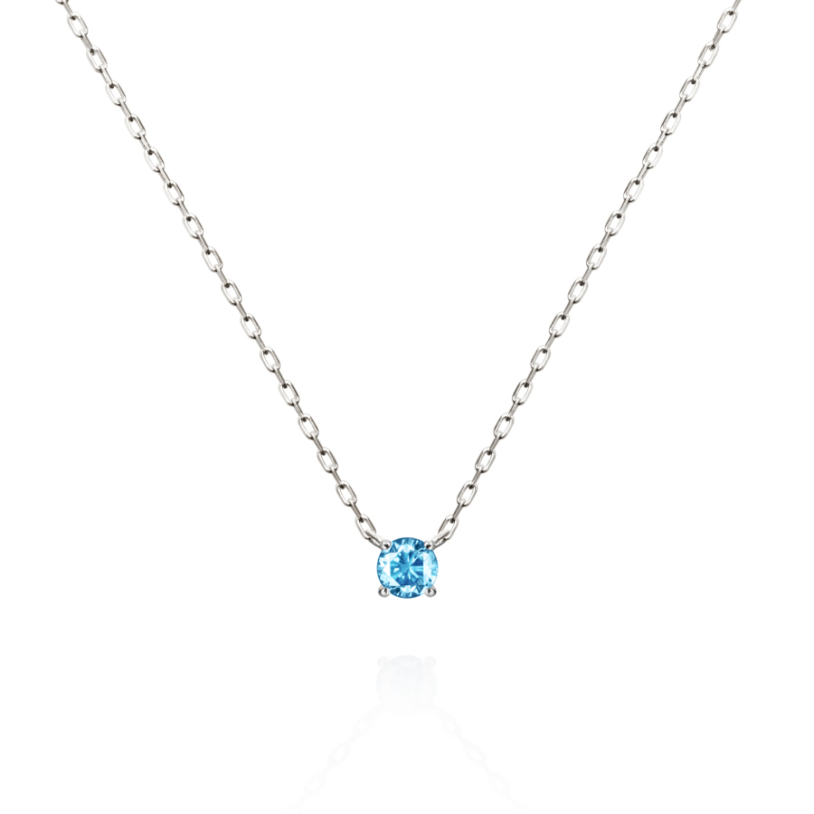 버드케이지II 목걸이 14k 화이트골드 blue topaz 0.1ct