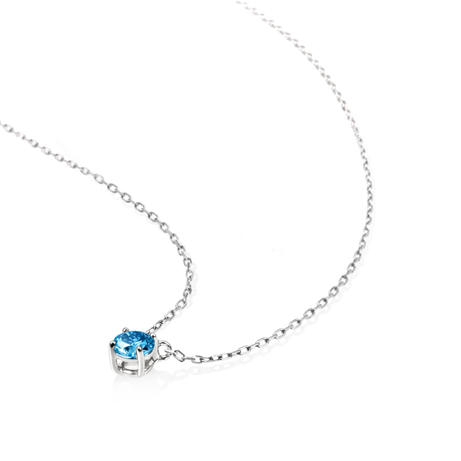 버드케이지II 목걸이 14k 화이트골드 blue topaz 0.1ct