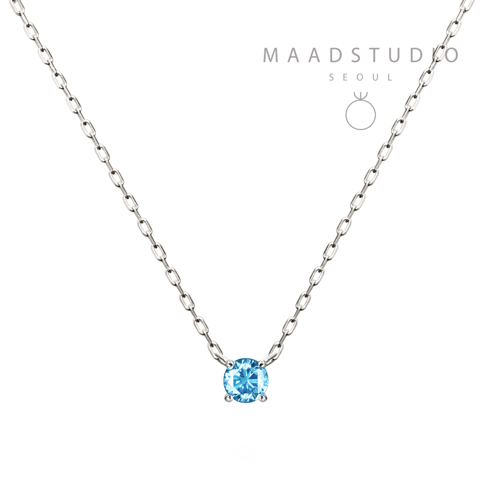 Birdcage II pendant 14k White gold blue topaz 0.1ct